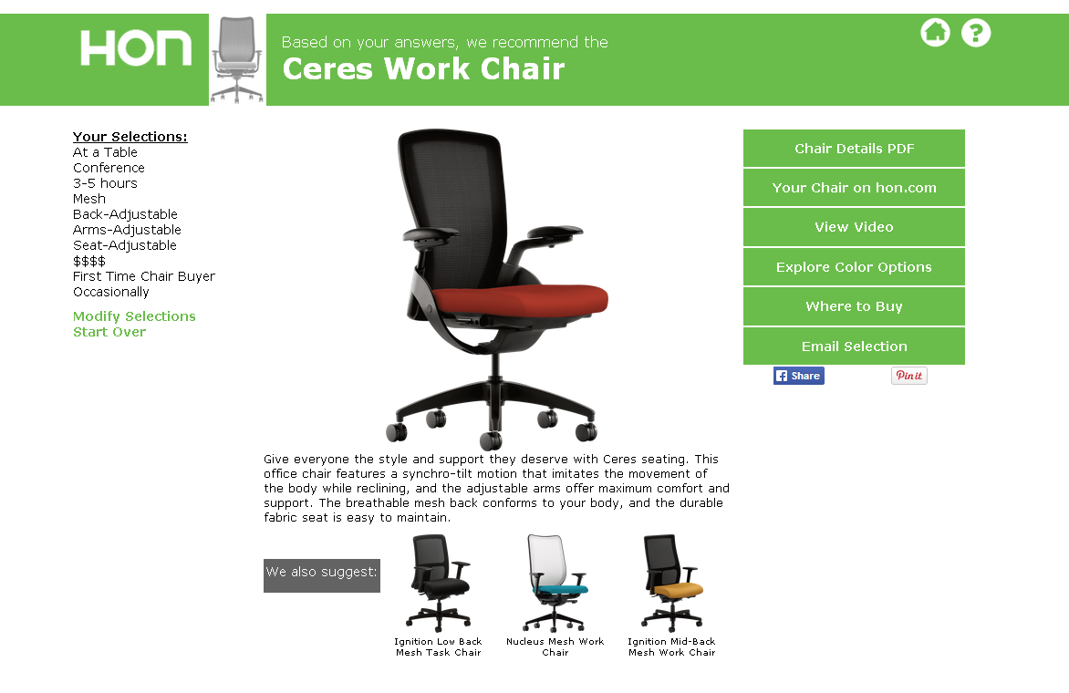 HON Chair Chooser NEW! To HON Office Furniture