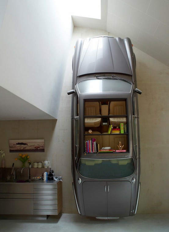 Re-purposed Jaguar Jaguar used as bookshelf