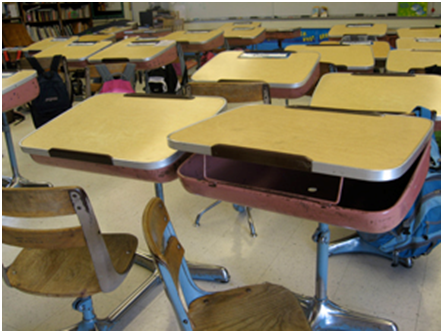 old classroom desks